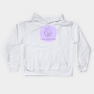 Affirmation Collection - I Am Wealthy (Purple) Kids Hoodie